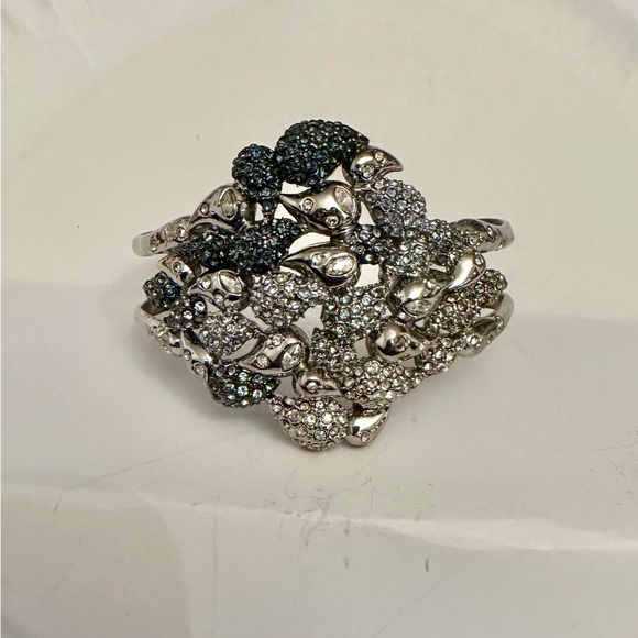 Alexis Bittar Elegant Silver and Black Crystal Women's Bracelet
